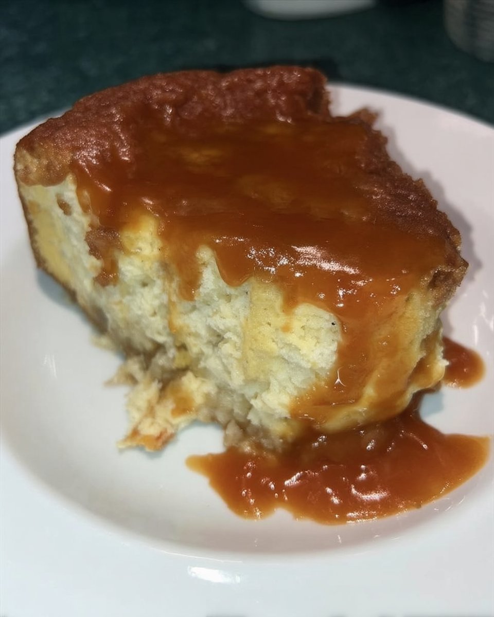 Slice of banana pudding poke cake on a plate showing creamy pudding holes