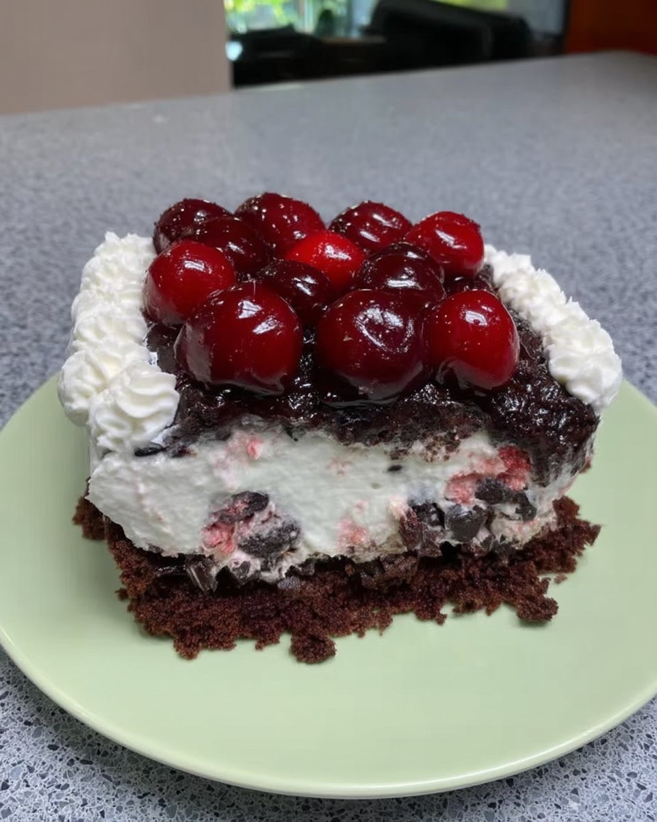 Ingredients for black forest cake including cocoa powder cherries and flour