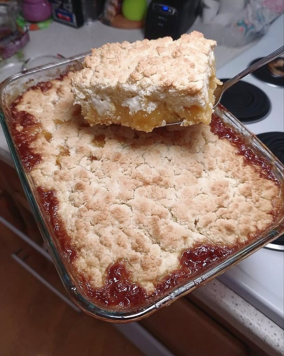 Thin slices of butter layered over dry cake mix in baking pan