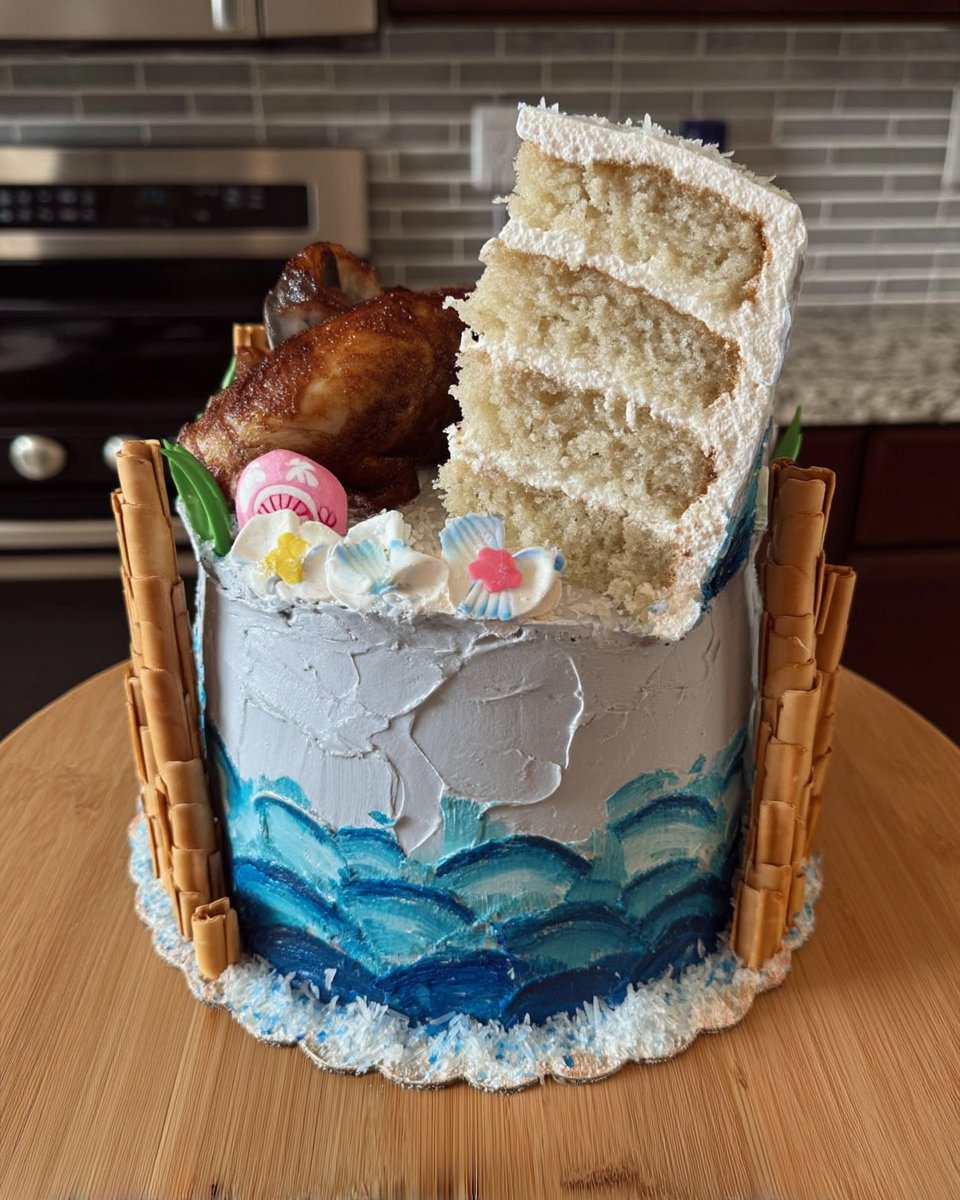 Moana Cake 12 Ingredients for moana cake including jam biscuits and butter