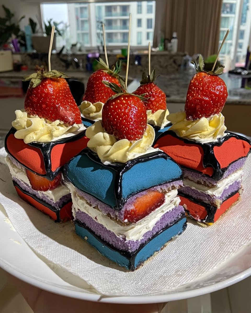 Cartoon cake slice on a white plate with fork
