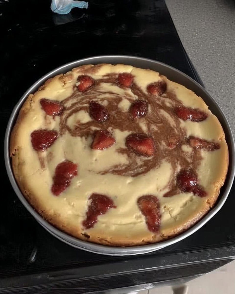 Ingredients for strawberry cheesecake including cream cheese and fresh strawberries