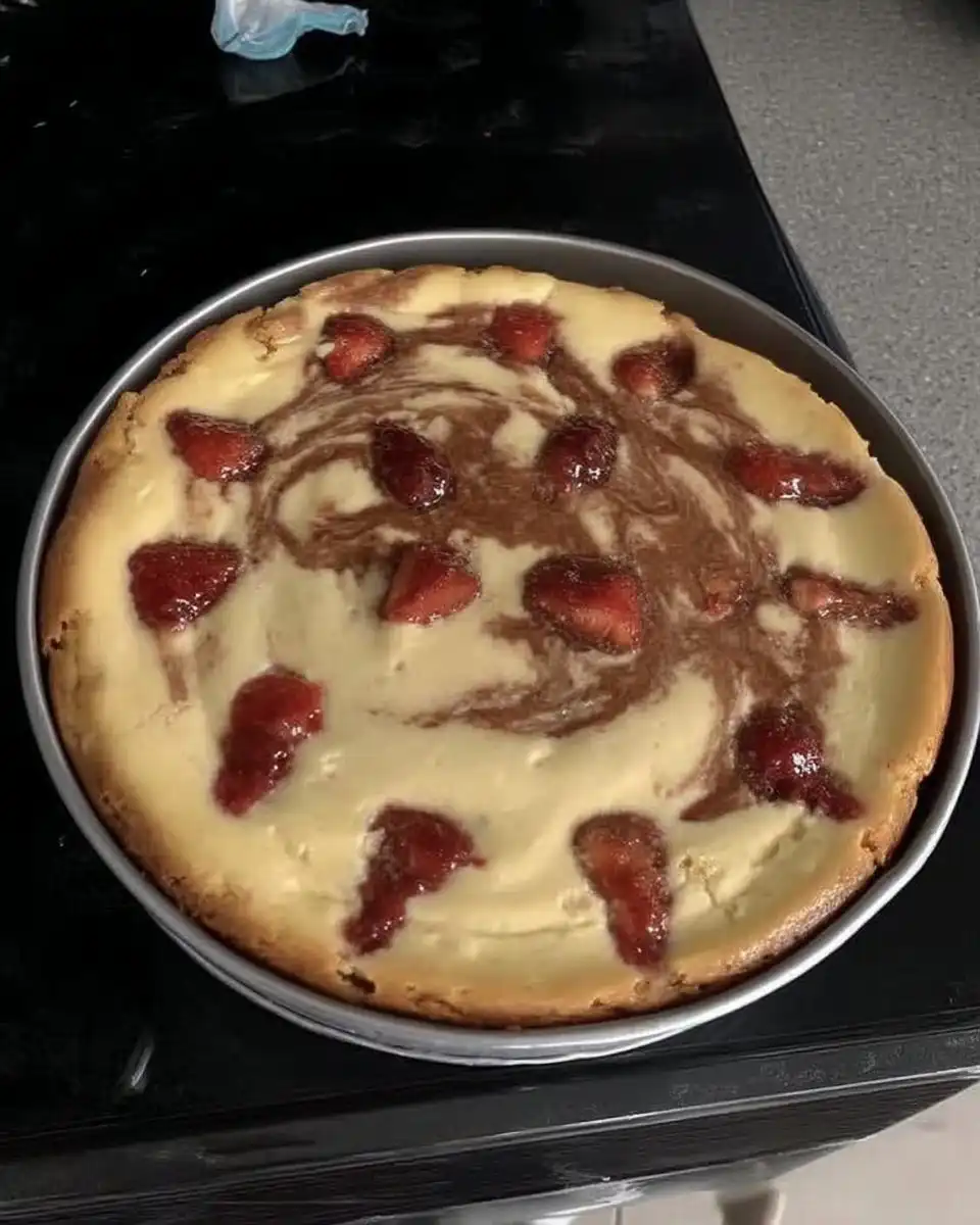 Ingredients for strawberry cheesecake including cream cheese and fresh strawberries