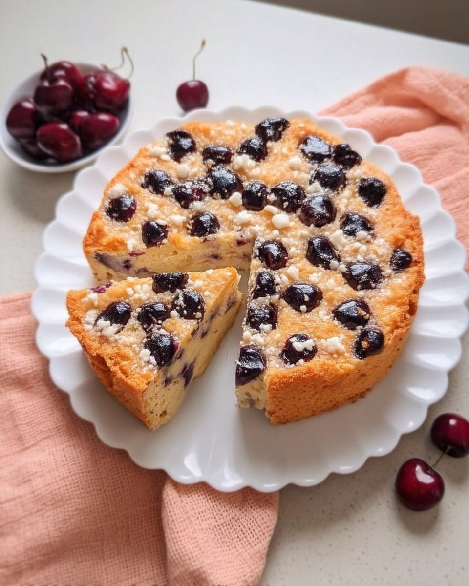 Cherry Cake 12 Ingredients for cherry cake including fresh cherries butter sugar and flour