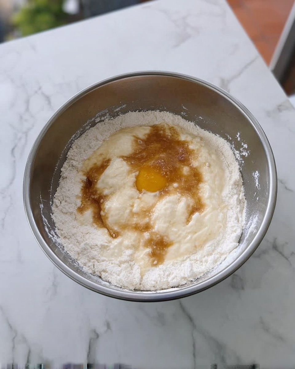 Eggs flour sugar and oil arranged for baking