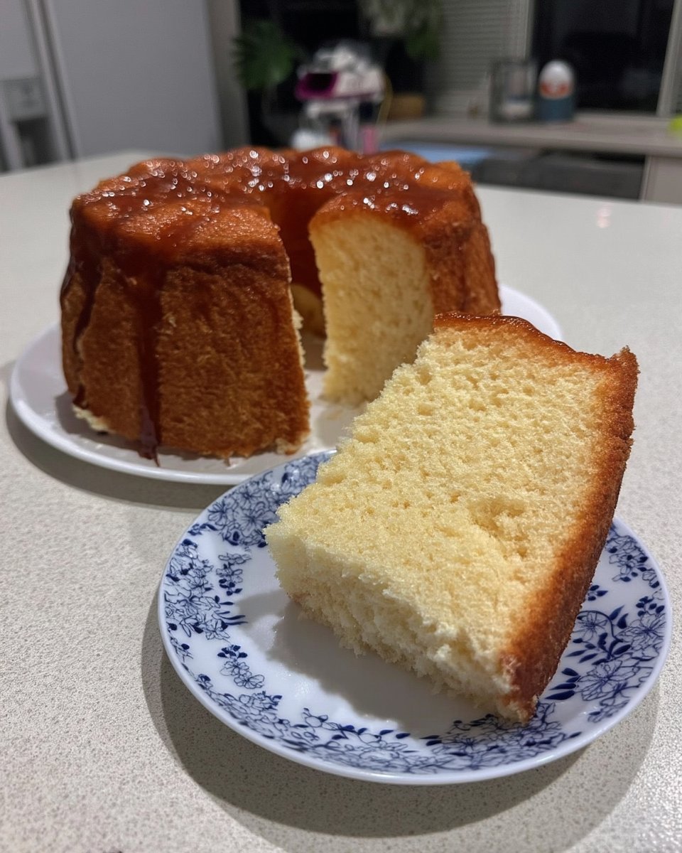 Chiffon cake topped with whipped cream and berries