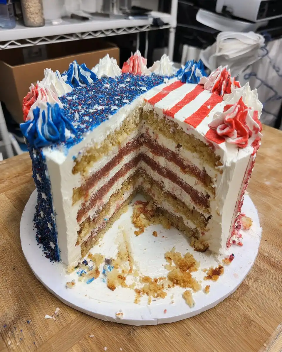 Flag Cake 13 Whipped cream cheese frosting in a bowl with soft peaks
