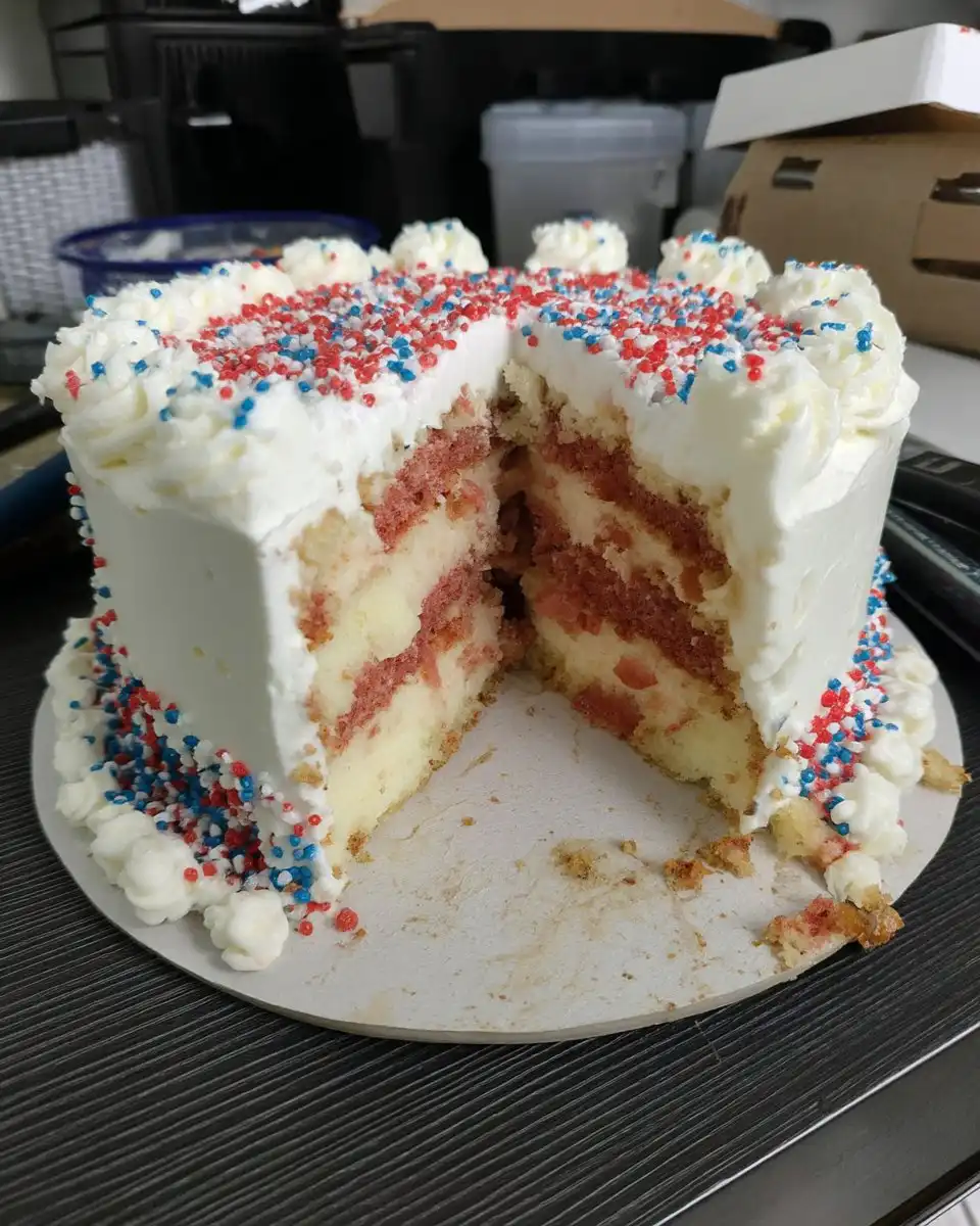 Flag Cake 12 Ingredients for flag cake including butter flour eggs and buttermilk