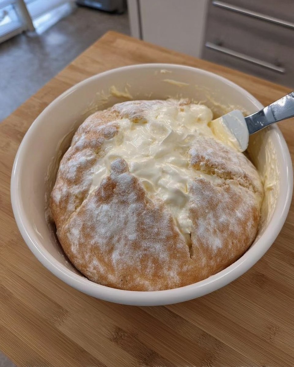 Folding stiff egg whites into yellow cake batter
