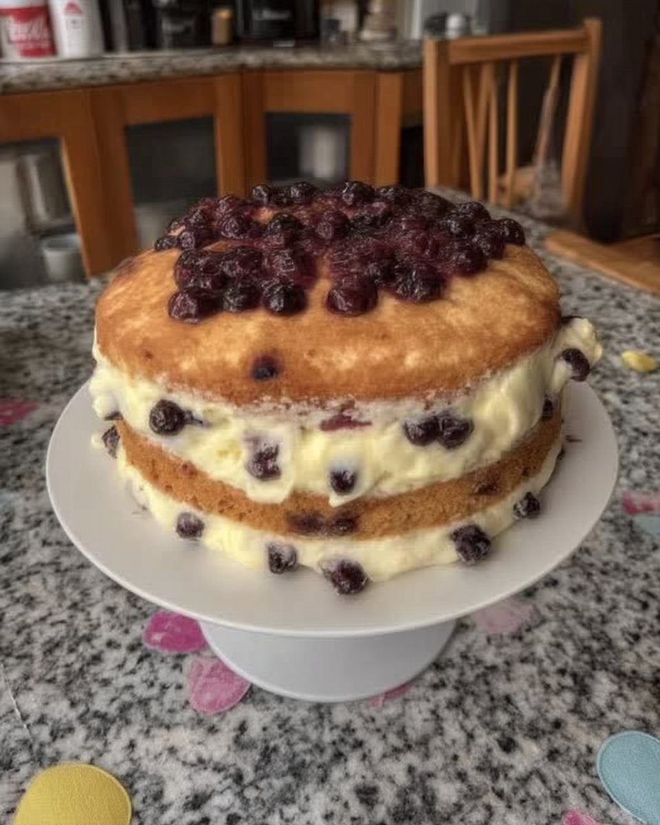 Fresh blueberries and lemons on a marble countertop for baking