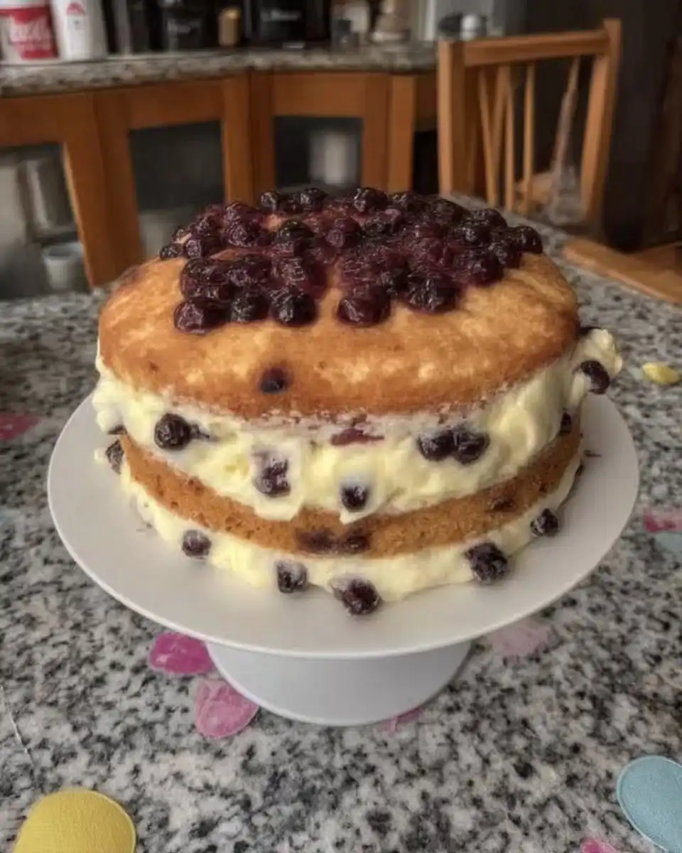 Lemon Blueberry Cake 12 Fresh blueberries and lemons on a marble countertop for baking