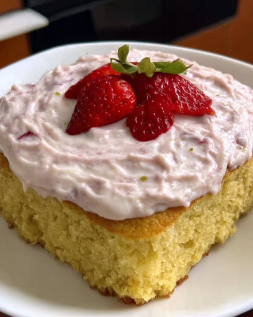 Finished vanilla cake with smooth buttercream frosting on a plate