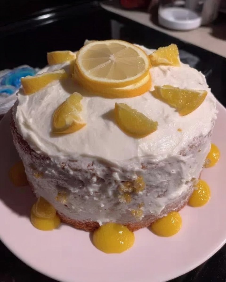 Folding lemon cake batter with a spatula