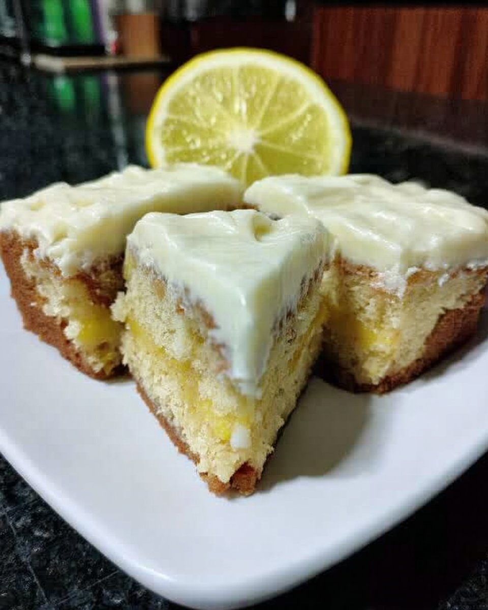 Ingredients for lemon cake including fresh lemons butter and flour