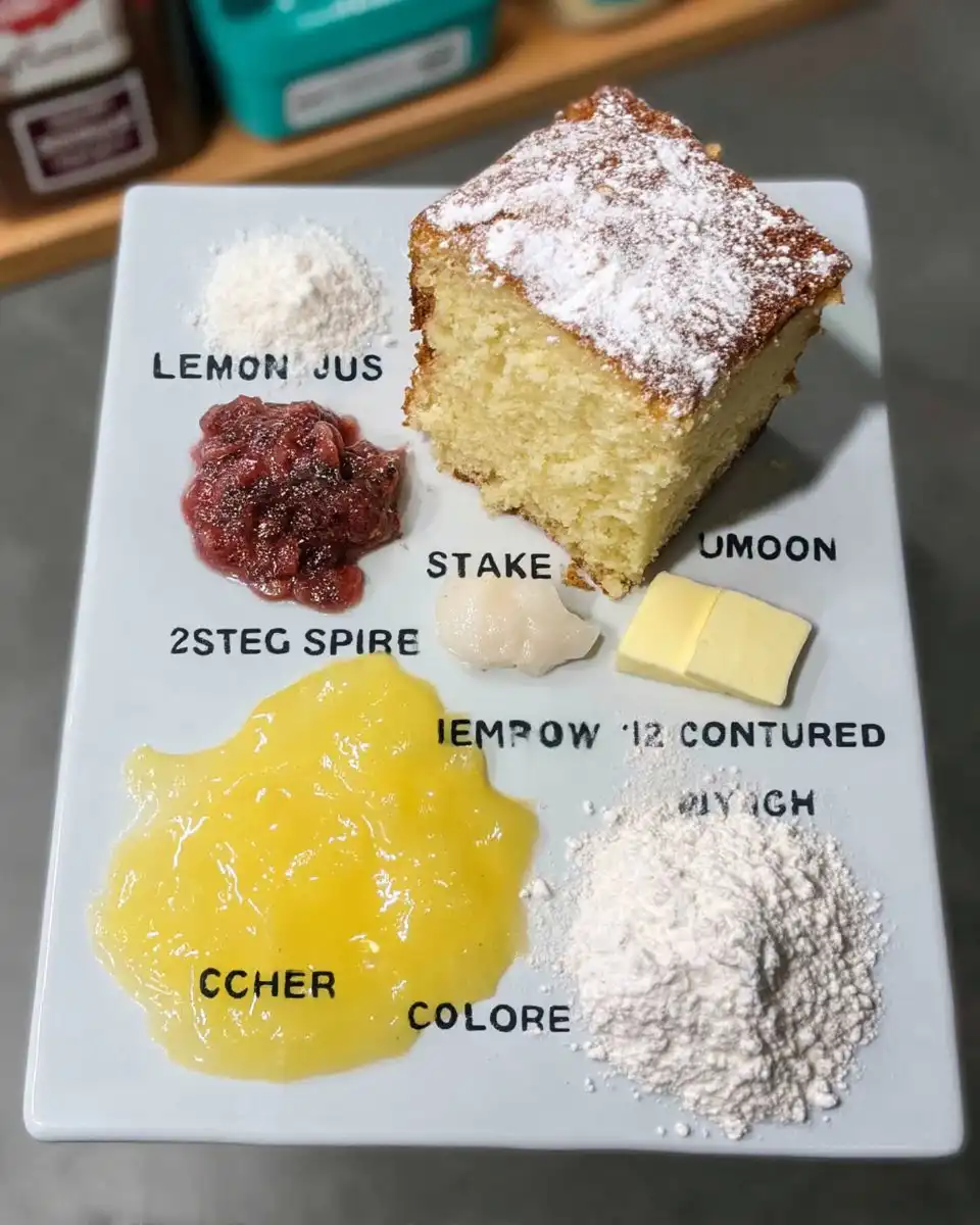 Ingredients for lemon pound cake including butter sugar and lemons
