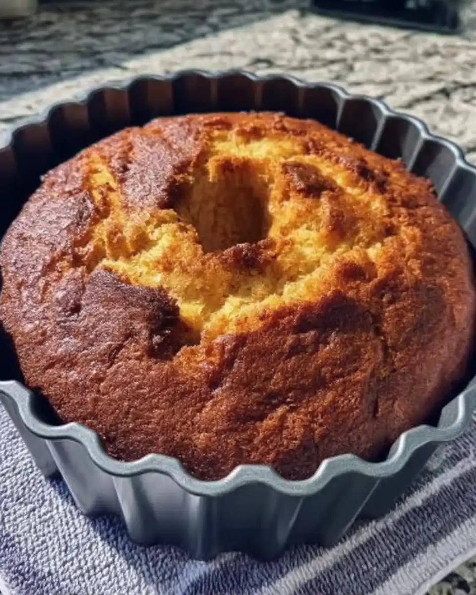 Cake batter in a mixing bowl showing smooth texture