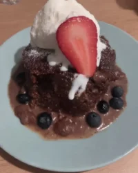 Moist nutella cake slice with kinder bueno on top