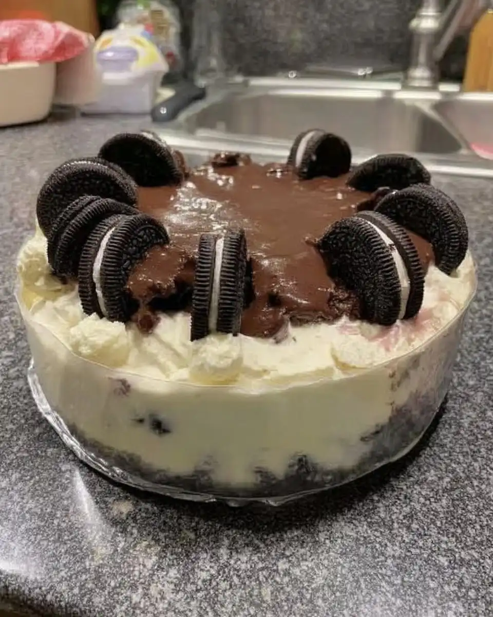 Close up of oreo buttercream frosting texture in a mixing bowl