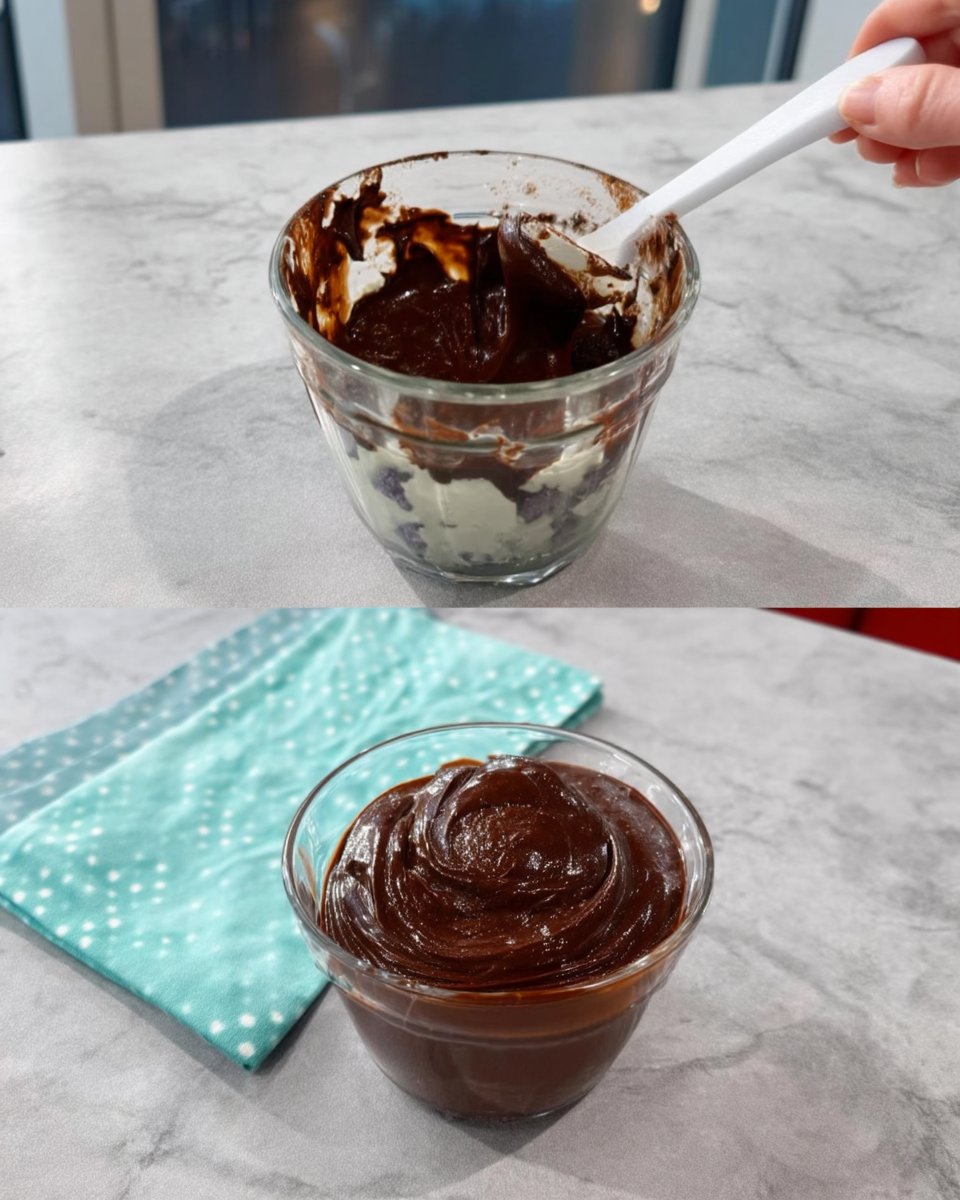 Peppermint Chocolate Cake 13 White chocolate peppermint frosting being piped onto cake