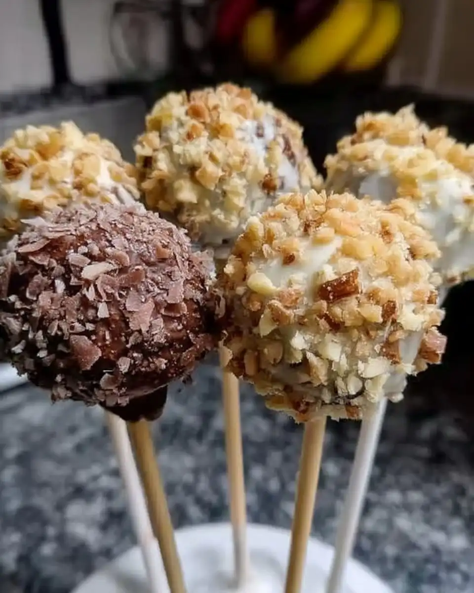 Served push pop cakes on a platter with coconut topping