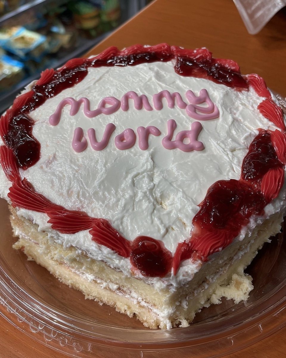 Served slice of Mothers Day cake on a floral plate