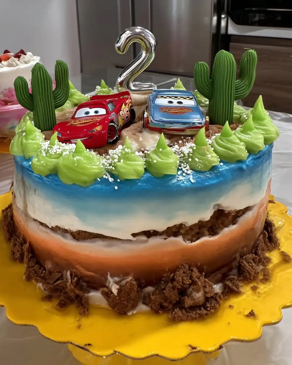 Slice of dense chocolate car cake served with ganache layers visible