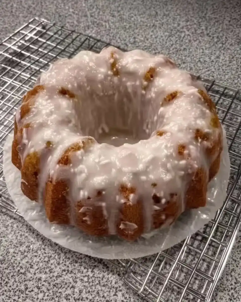 Slice of moist lemon pound cake on a plate