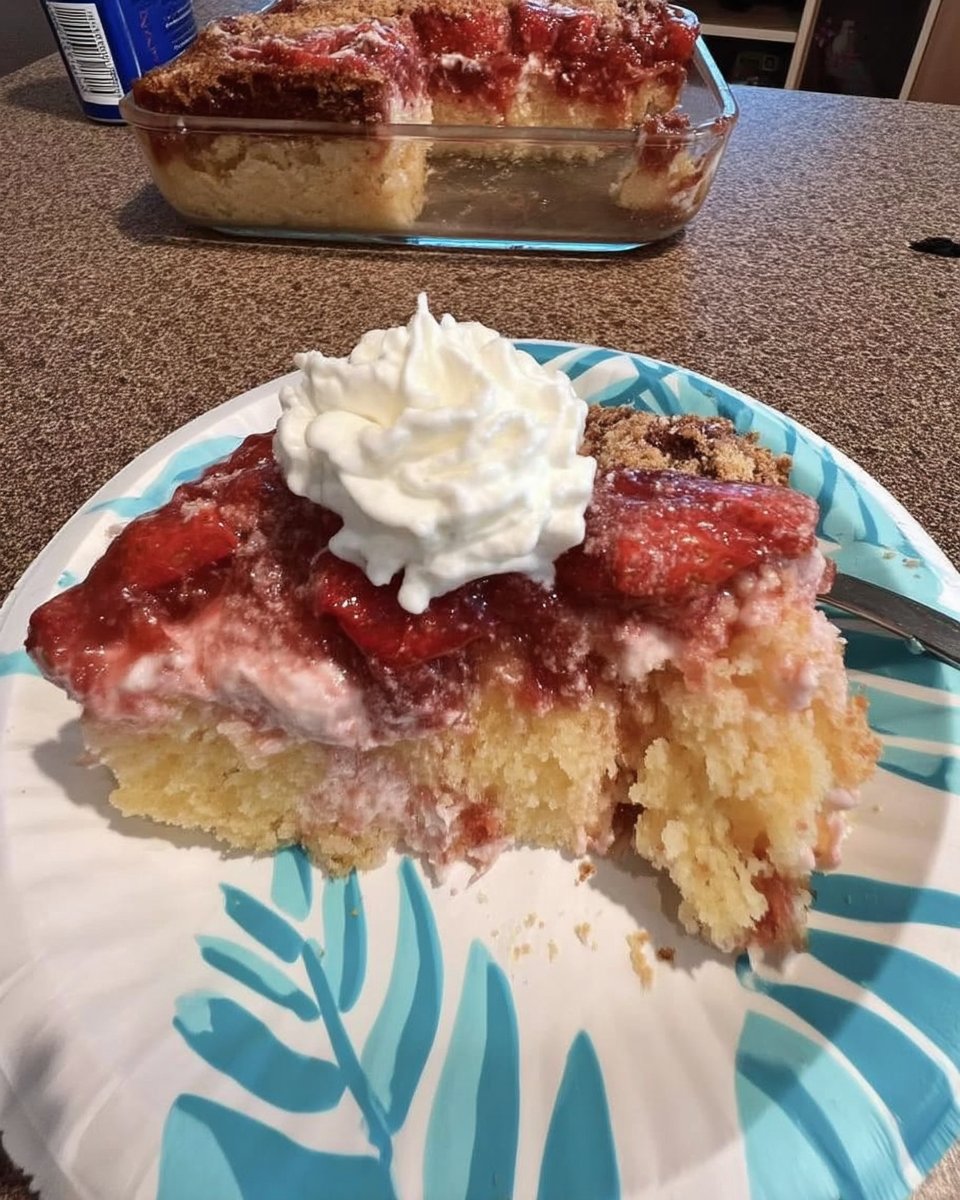 Slice of strawberry cake served with afternoon coffee