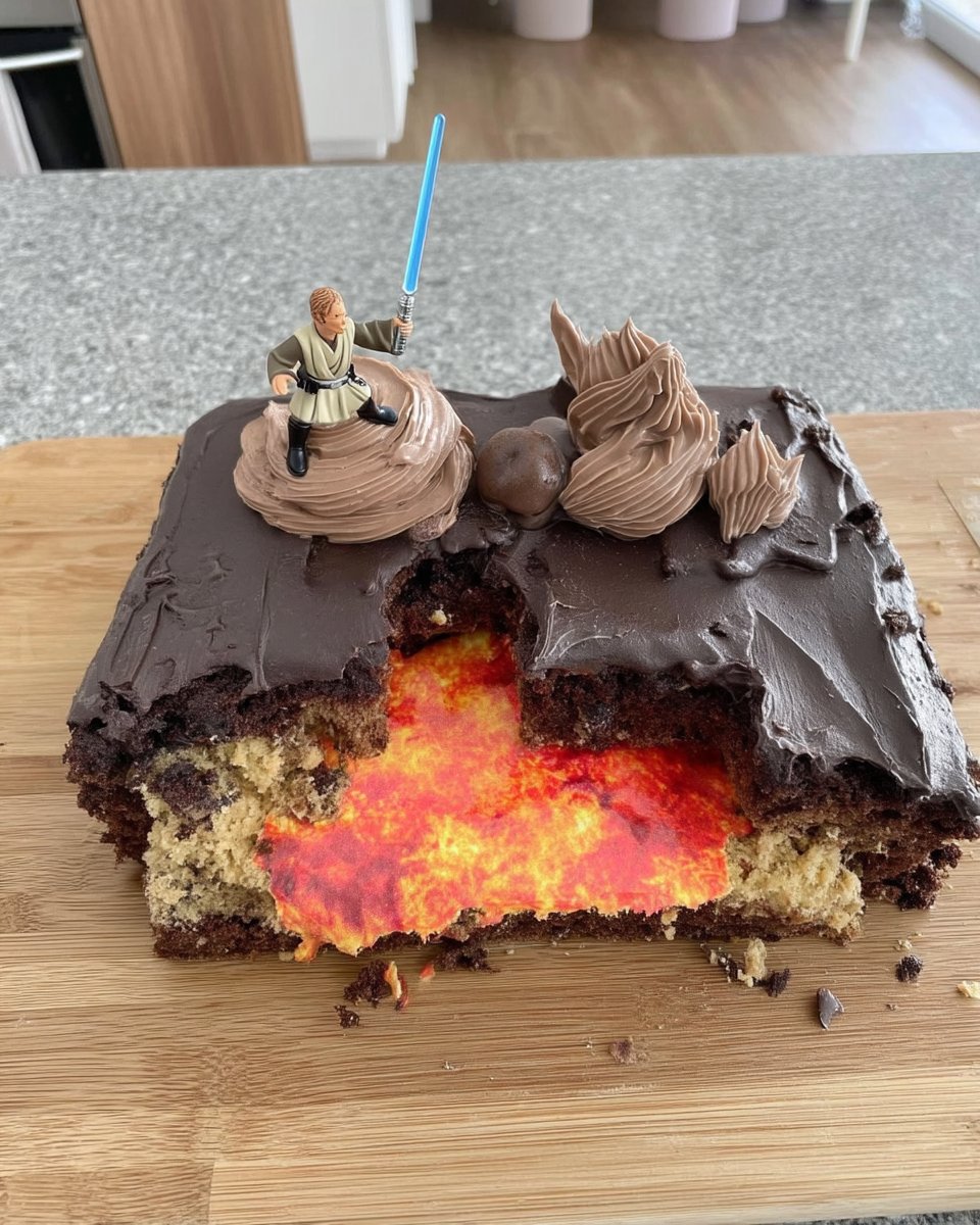 Star Wars Cake 13 Hands smoothing white fondant over a carved cake base