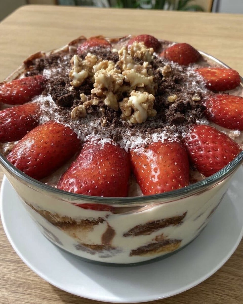 Strawberry Icebox Cake 13 Spreading cream cheese filling over graham crackers in a baking dish