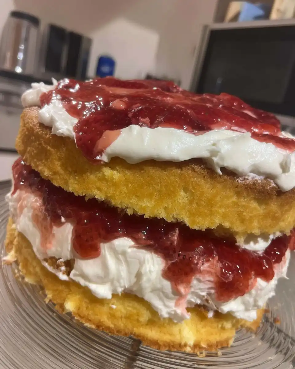 Strawberry Vanilla Cake 13 Strawberry reduction simmering in a saucepan