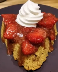 Golden baked strawberry shortcake biscuit ready for topping