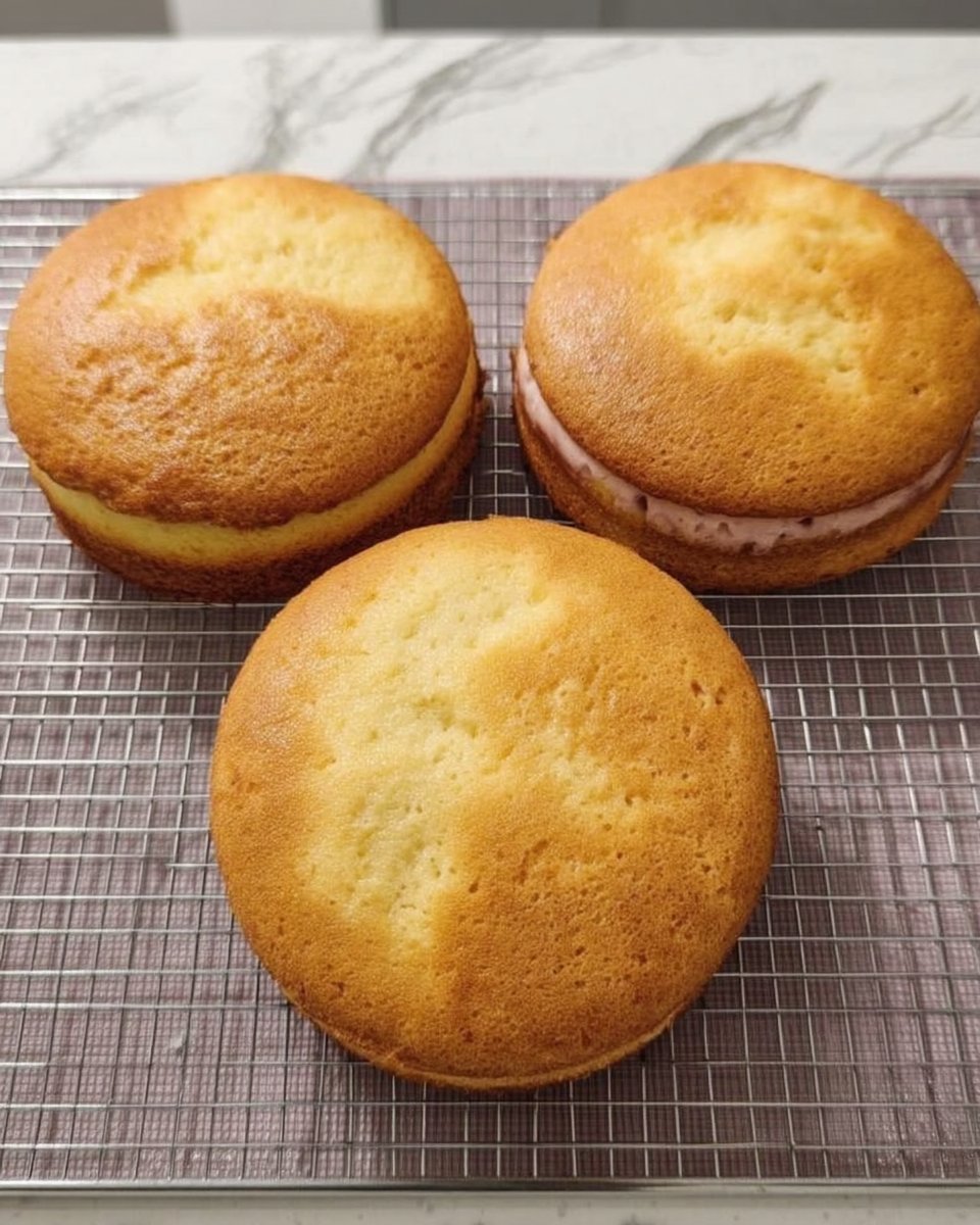 Vanilla cake batter in mixer bowl showing thick emulsified texture