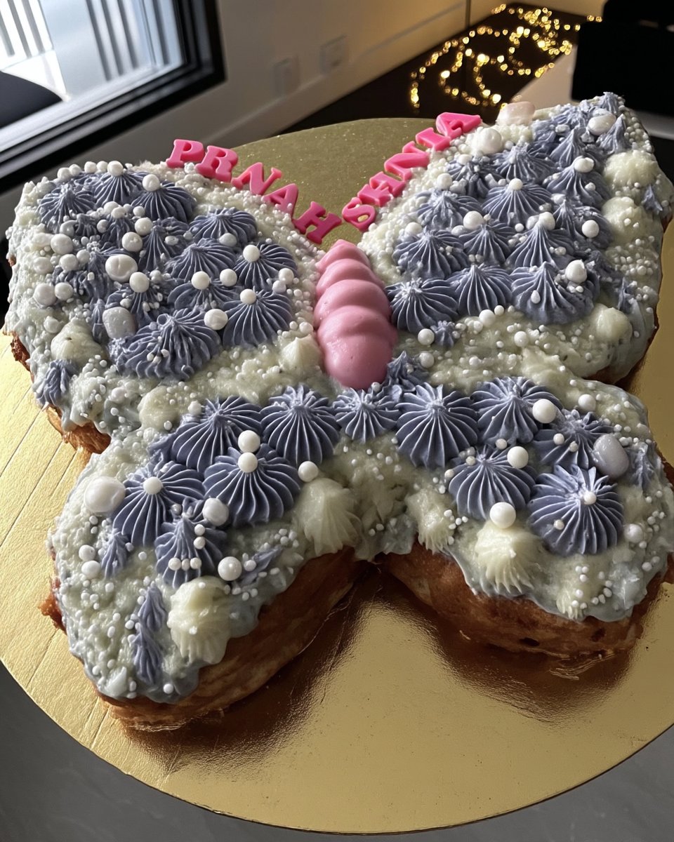 Light and fluffy butterfly cake batter showing air bubbles