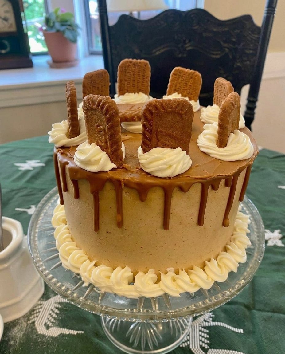 Professional layout of Biscoff Cake ingredients including cookie butter and buttermilk.
