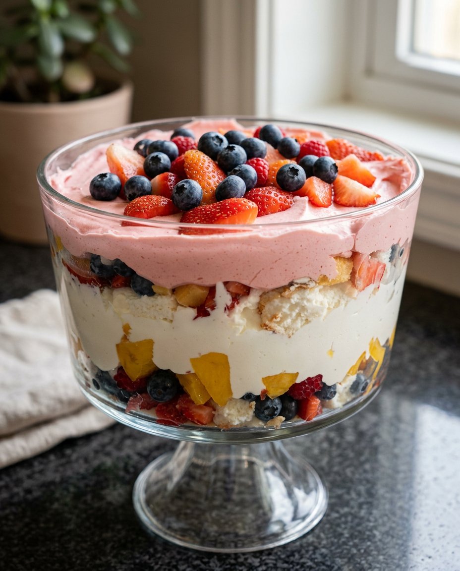 A thick dark cake batter with walnuts and fruit being folded