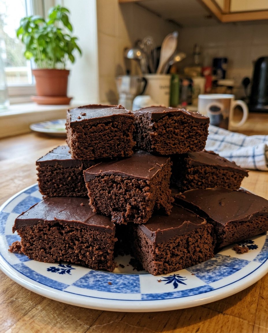 Brownie Cake 13 Folding flour into chocolate brownie batter with a spatula
