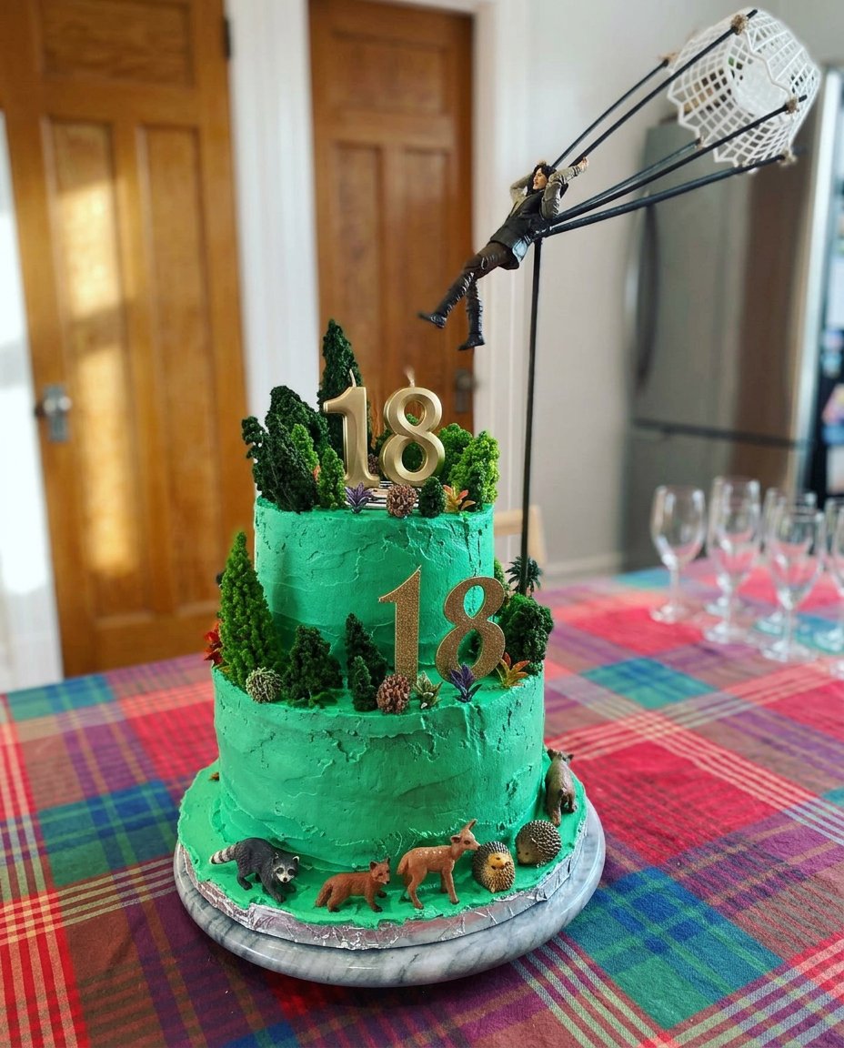 Number 18 cake with pink and white buttercream and roses