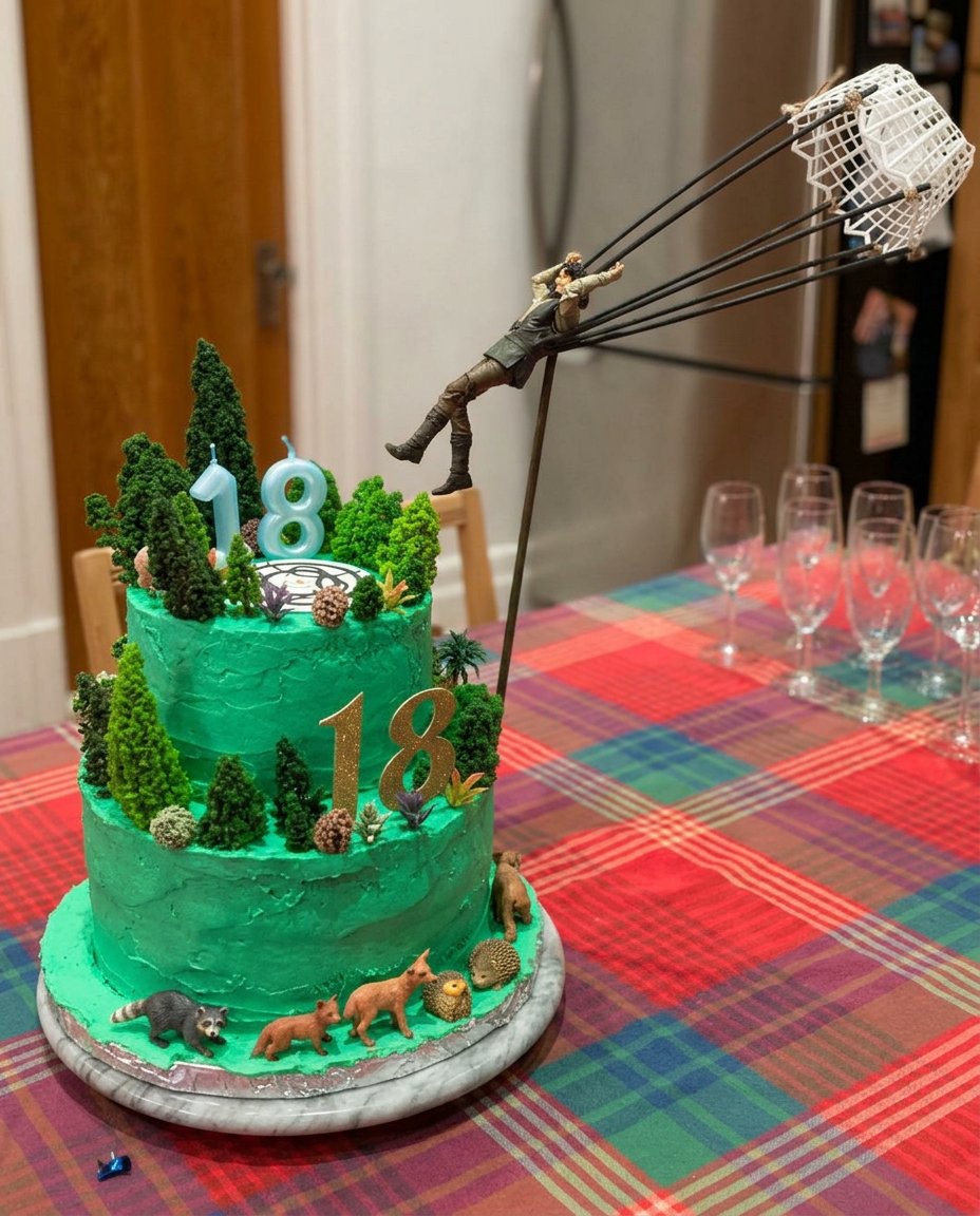 Cake 18th Birthday 14 18th birthday cake on a party table with decorations