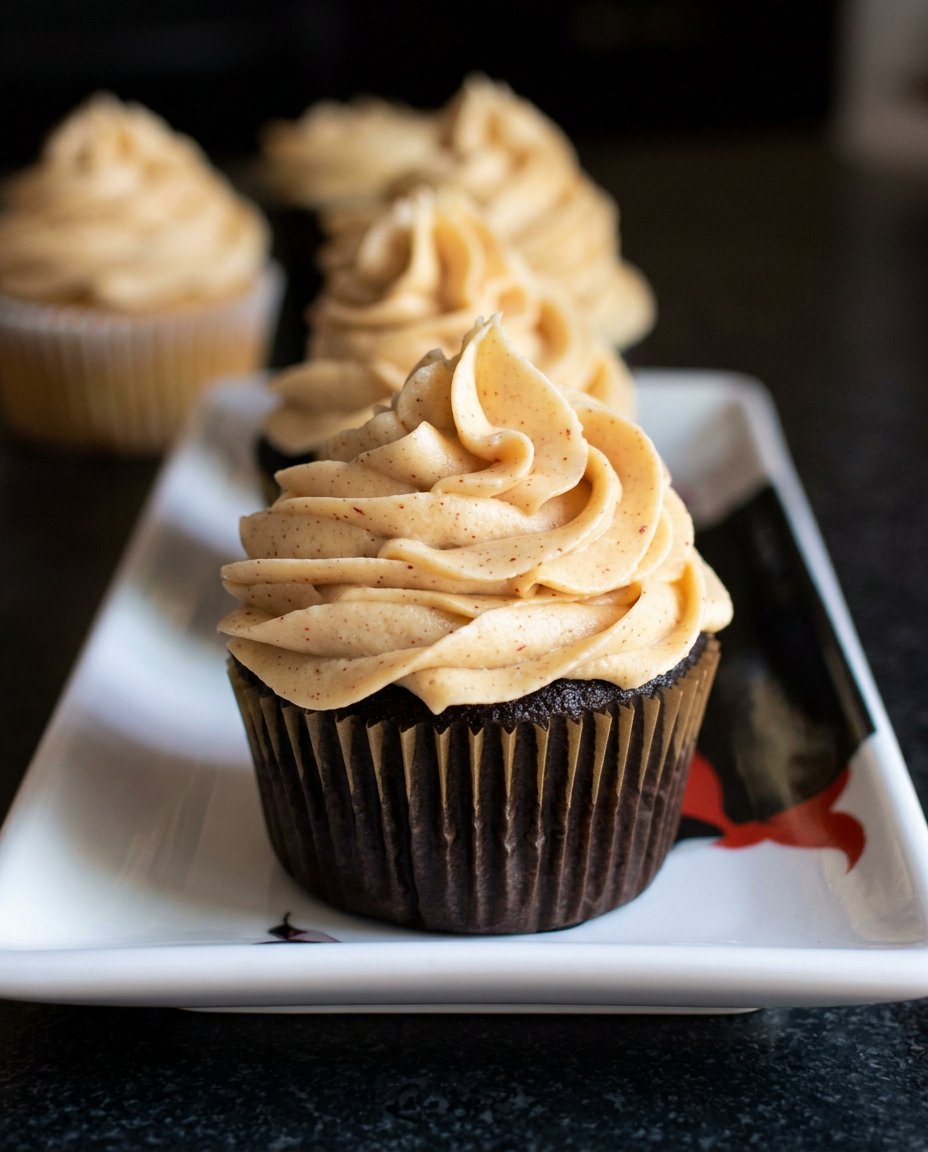 Small chocolate cake decorated with white frosting and berries
