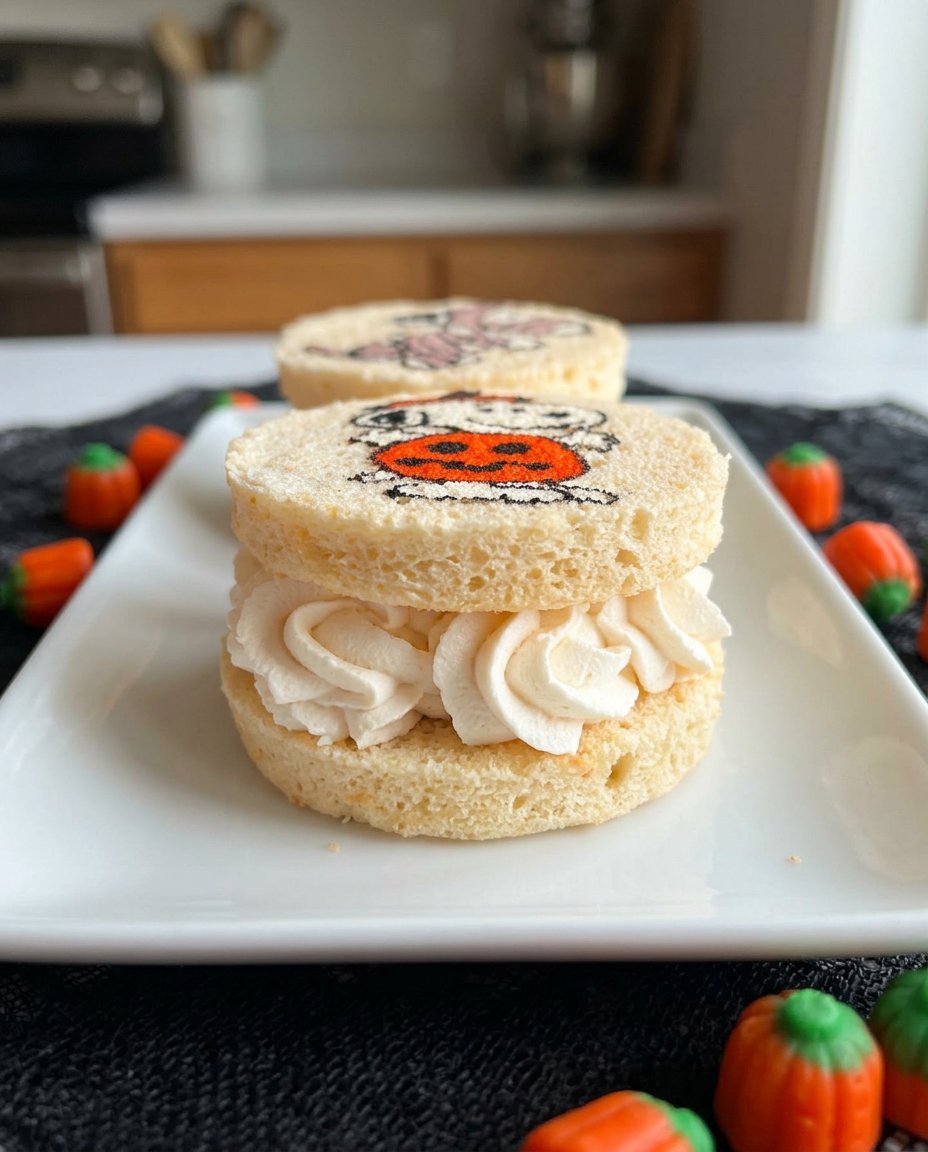 Mini sponge cakes with colorful hand drawn designs on top