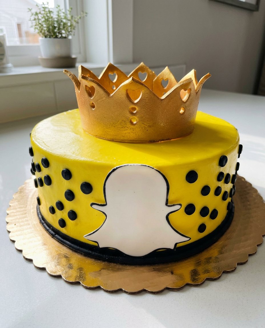 A cake with a thin layer of white frosting being smoothed by a scraper