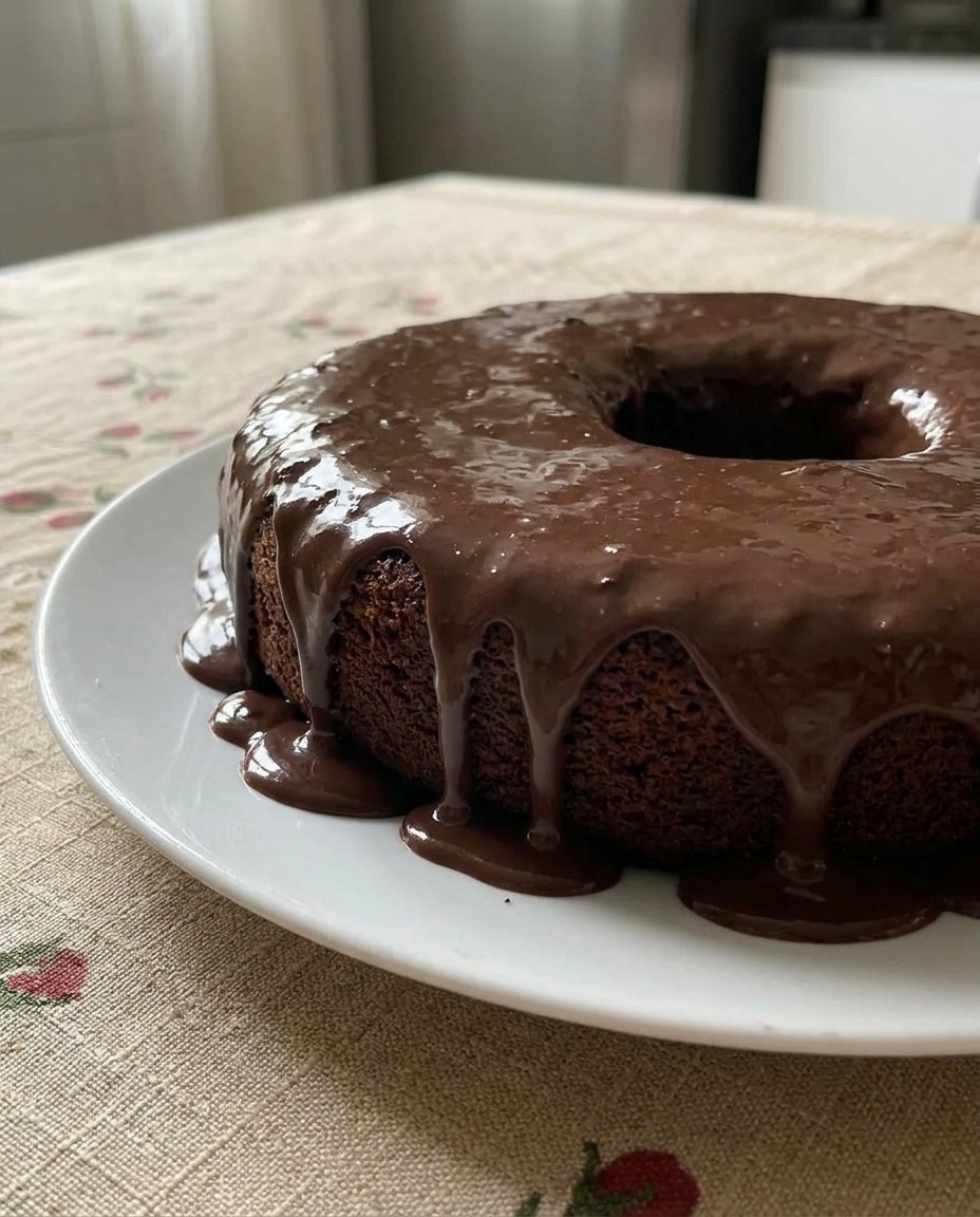 A close up shot of a chocolate cake showing its moist and airy crumb structure