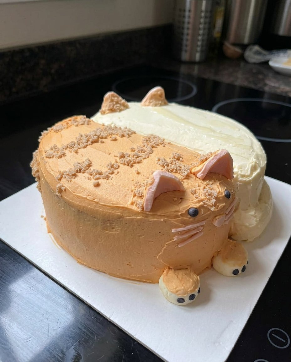 Glossy chocolate ganache pouring over a cake