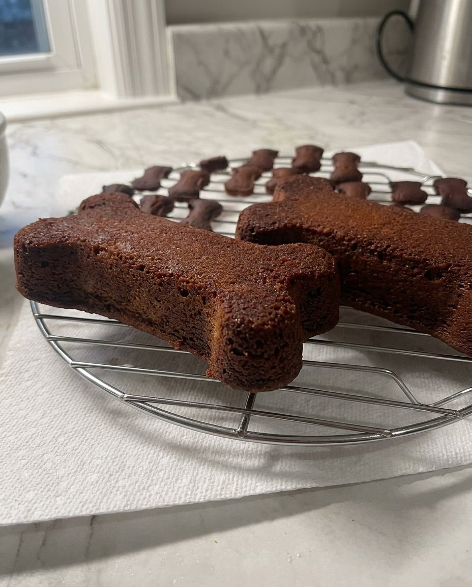 A close up of a dog cake slice showing the moist carrot texture and sturdy crumb.