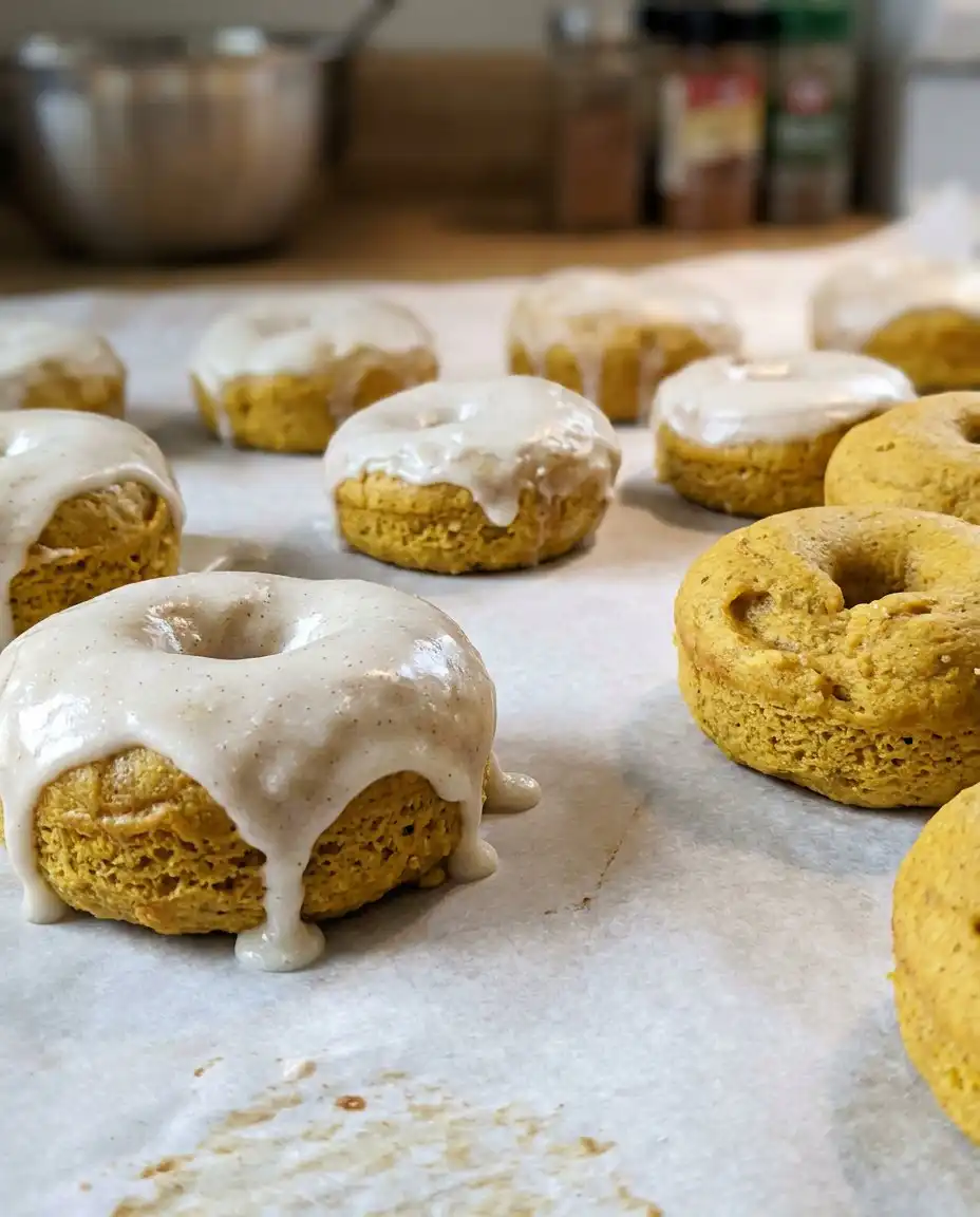 Ingredients for donut cake including Dutch process cocoa, buttermilk, and spices on a marble surface.