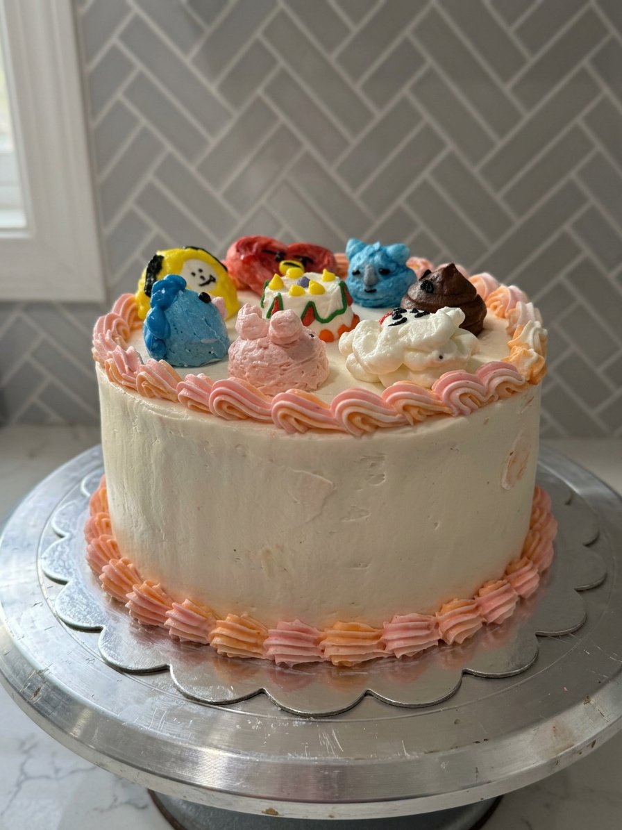 Close up of fluffy vanilla buttercream being whipped for a bts cake