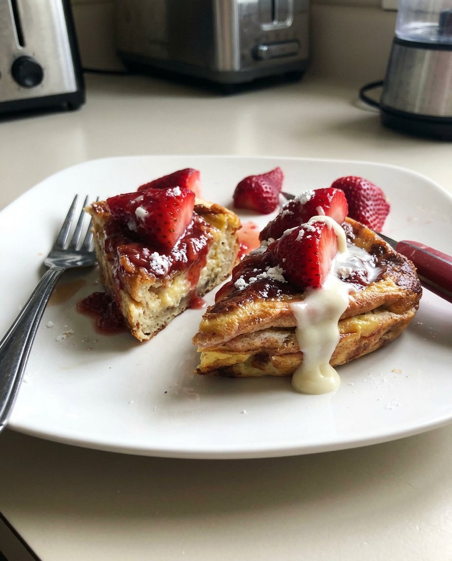 A close up shot of a slice of Strawberry Cheesecake 3 with a buttery crust and fresh strawberry topping