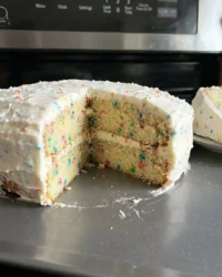 A close up shot of a homemade cake with a fluffy and tender crumb