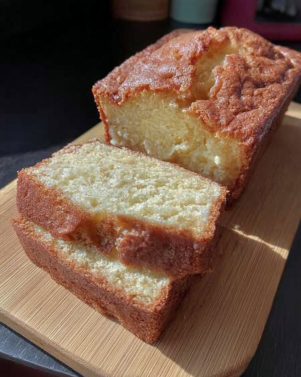 A golden lemon yogurt cake resting on a wire cooling rack with a glossy glaze